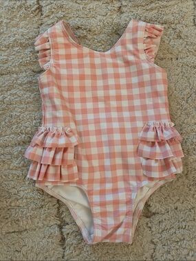 Baby (9m) Pink Gingham Ruffle One-Piece Swimsuit